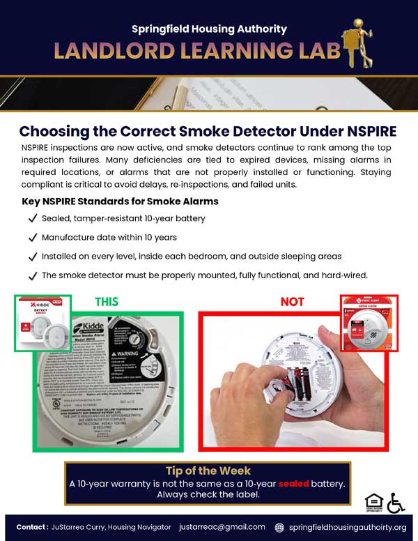 Choosing the Correct Smoke Detector Under NSPIRE Flyer